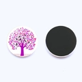 Purple Tree of Life crystal glass fridge magnet showing front and back magnetic side - Purple Trunk Pink Leaves Tree (JY008538-16)