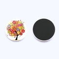 Tree of Life glass fridge magnet with colorful floral pattern and magnetic black back - Artistic Floral Stacked Tree (JY008538-17)