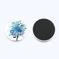 25mm Tree of Life crystal glass fridge magnet with blue floral art and magnetic backing - Blue Series Blooming Art Tree (JY008538-20)