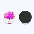 Round glass tree of life fridge magnet with magenta leaves and magnetic backing - Purple Gradient Art Tree (JY008538-24)