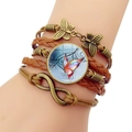 Vintage mehrlagiges Lederarmband mit Schmetterlings- und Unendlichkeitsanhängern aus Bronze - Buntes Schmetterlingsmuster (JY008573-4)