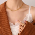 Abnehmbare 18K vergoldete Edelstahl Halskette und Ringe Set im Vintage-Stil für Damen - Goldene Grobe Kette 40+5cm