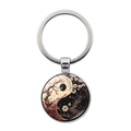 Portachiavi Yin Yang fiore di ciliegio con ciondolo in vetro e anello in metallo lucido - Stile Legno Morto Fiori di Ciliegio (JY008561-银3) / Argento