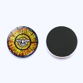 Aimant frigo rond en verre avec colombe de vitrail coloré et dos magnétique noir robuste - Rayons Dorés Colombe du Saint-Esprit (JY008601-1)