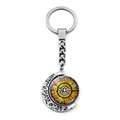 Rotating crescent moon keychain with colorful holy dove stained glass pendant in silver - Golden Radiant White Dove Style (JY008600-1)