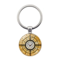 Porte-clés colombe du Saint-Esprit avec pendentif rond en vitrail et motif doré - Motif Colombe du Saint-Esprit 2 (JY008599-Argent 2)