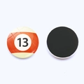 Magnetic 30mm snooker ball fridge magnet with number 13 design in orange and white - No.13 Stripe Orange Style (JY008612-13)