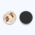 Aimant de Noël rond avec illustration de lutin vintage et dos magnétique noir complet - Ange De Noël (JY008617-2)