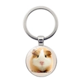 Round silver keychain pendant featuring a realistic guinea pig photo on white background - Front Guinea Pig (JY008596-银1) / Silver