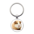 Silver guinea pig glass dome keychain pendant featuring a cute pet photo on white background - Lying Guinea Pig (JY008596-银2) / Silver