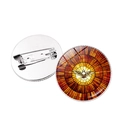 Stained glass style church dove badge brooch with silver metal base and pin back - Jy008602 Silver-3