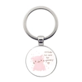 Portachiavi in metallo con gatto rosa e citazione motivazionale per ragazze - Argento-Gatto Rosa Cura di Sé (JY008619)