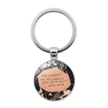 Portachiavi tondo in metallo con citazione russa e motivo floreale stile vintage - Argento-Floreale Russo Amore (JY008619)