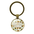 Portachiavi in bronzo con testo russo ispiratore e motivo girasole sotto vetro - Bronzo Antico-Girasole Russo (JY008619)