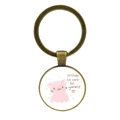 Portachiavi in bronzo con gatto rosa e citazione motivazionale per la cura di sé - Bronzo Antico-Gatto Rosa Cura di Sé (JY008619)