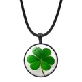 Collier pendentif trèfle à quatre feuilles en verre avec cordon noir - Style Noir 1 (JY008637-Noir1)