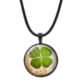 Pendentif trèfle à quatre feuilles en cristal avec cordon noir et motif fleuri rétro - Arrière-plan floral noir (JY008637-Noir 2)