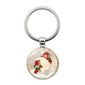Portachiavi natalizio vintage con angeli, timbro postale e ciondoli a fiocco di neve - Stile Figura di Angelo (JY008615-Argento 2)