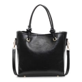 Bolso cubo clásico de cuero encerado negro con herrajes dorados y asas nudo - Negro