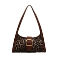 Minimalistische Leopard-Schultertasche mit braunem Riemen und goldener Schnalle - Braun