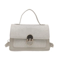Borsa a tracolla vintage grigio argento con patta glitterata e chiusura ad anello - Argento
