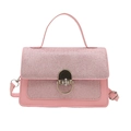 Borsa a mano rosa con paillettes, chiusura girevole in metallo e tracolla regolabile - Rosa