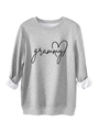 Detail of light gray sweatshirt showing warm white fleece lining and grammy heart embroidery - S / Light Gray (Black Print)