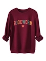 Dettaglio della fodera in pile spesso e dei polsini del pullover bordeaux modello Bookworm - S / Borgogna