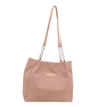 Rosa Canvas-Einkaufstasche mit Twill-Struktur und silberner Kettenlederriemen - Rosa