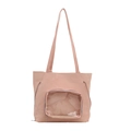 Pink fashion ita bag tote with large clear window for badges and cute campus style - Pink