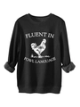 Detail of the high-quality cotton fabric and graphic print on this black funny sweatshirt - S / Black