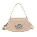 Borsa da sera in paillettes champagne con fibbia in cristallo e tracolla regolabile - Oro