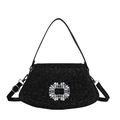 Elegante borsa a tracolla a mezzaluna nera scintillante con fibbia di cristallo - Nero