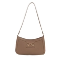 Chic brown crescent underarm bag with a gold metal bow clasp for women - Khaki