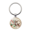Portachiavi argentato con design a cartolina vintage di Babbo Natale e renne - Stile Babbo Natale e Renna (JY008615-Argento 5)