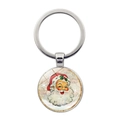 Portachiavi vintage con Babbo Natale e cabochon in vetro su metallo argentato lucido - Babbo Natale Vintage 1914 (JY008615-Argento 6)