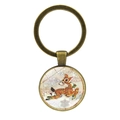 Portachiavi natalizio in bronzo vintage con ciondolo in cristallo e renna retrò - Stile illustrazione cervo bronzo (JY008615-Bronzo 4)