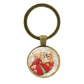 Portachiavi vintage in bronzo con ciondolo in vetro, motivo bambina e cervo - Stile Ragazza in Bronzo e Cerbiatto (JY008596-Bronzo 7)