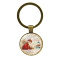 Portachiavi natalizio in bronzo antico con ciondolo vintage di Babbo Natale e cartolina - Santo in bronzo che consegna una lettera (JY008615-Bronzo 9)