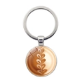 Cappuccino latte art keychain with heart glass gem pendant in silver finish - Silver - Heart Art (JY008633-Silver 7)