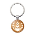 Silver coffee keychain with a cappuccino heart latte art glass dome pendant - Silver - Layered Hearts (JY008633-Silver 8)