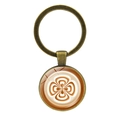Antique bronze cappuccino latte art time gem keychain with radiating petal pattern - Bronze - Floral Art (JY008633-Bronze 9)