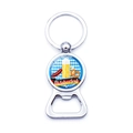 Silver metal Oktoberfest bottle opener keychain with beer festival themed pattern - Oktoberfest Festive Elements Style (JY008654-1)