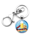 Oktoberfest Schlüsselanhänger mit Karabiner und bayerischen Motiven wie Bier und Brezel - Blau-Weißes Rautenmuster Bier BBQ (JY008655-1)