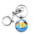 Silberner Oktoberfest Schlüsselanhänger mit Bierkrug Anhänger und deutschem Flaggenmuster - Bierkrug Deutsche Flagge (JY008655-4)