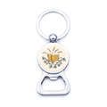 Metal bottle opener keychain with Munich Oktoberfest beer illustration on white background - Three Beer Glasses Illustration Style (JY008654-7)