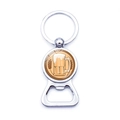 Metal Munich Oktoberfest bottle opener keychain with circular beer motif illustration - Draft Beer Wheat Star Style (JY008654-8)