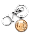 Oktoberfest beer mug keychain with lobster clasp and round silver pendant - Vintage Large Beer Mug (JY008655-8)