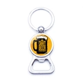 Silver metal craft beer bottle opener keychain featuring a yellow decorative insert - Retro Craft Beer Style (JY008654-9)