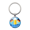 Portachiavi in metallo Oktoberfest con ciondolo rotondo con boccali di birra e bandiera - Logo Festa della Birra con Bandiera (JY008652-4)
